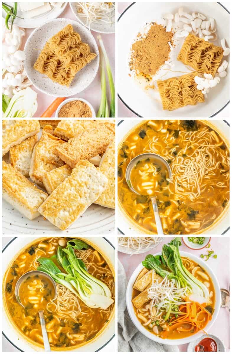 step by step photos for how to make easy ramen.