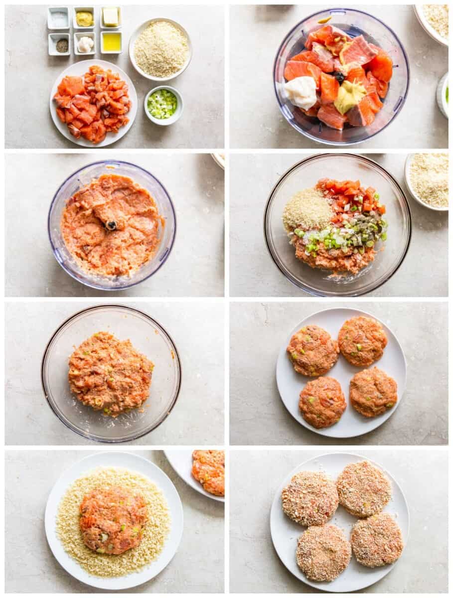 step by step photos for how to make salmon burgers
