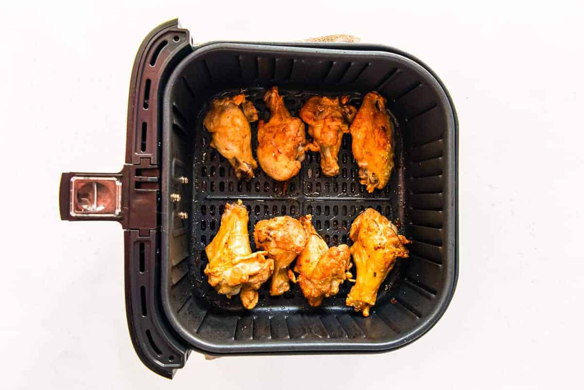 Flipped chicken wings in the air fryer. 