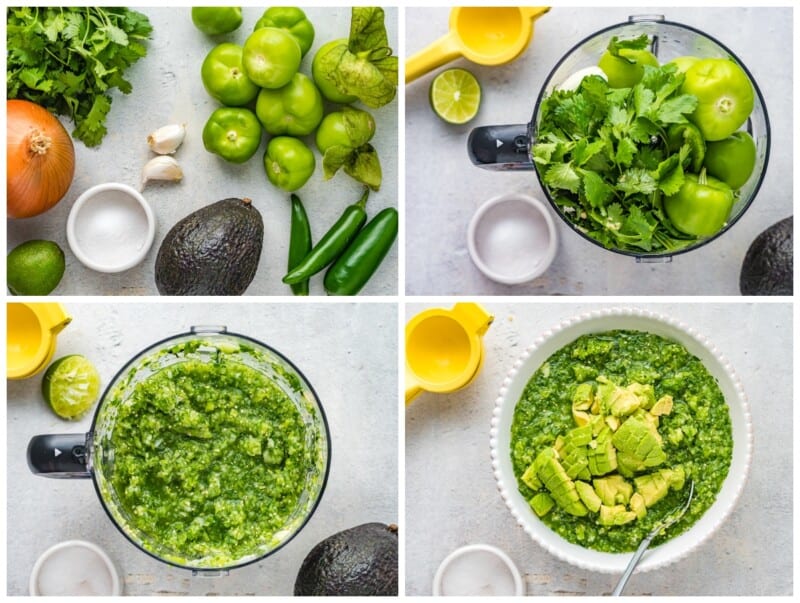 step by step photos for how to make tomatillo avocado salsa