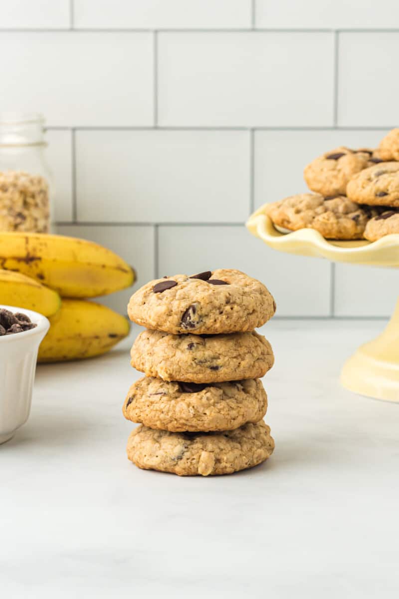 stack of 4 banana breakfast cookies