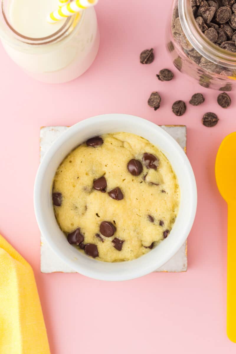 chocolate chip cookie in a mug