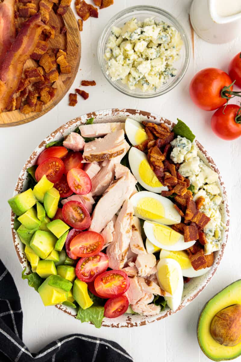 overhead image of cobb salad