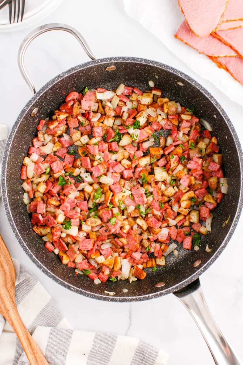 corned beef hash in a skillet