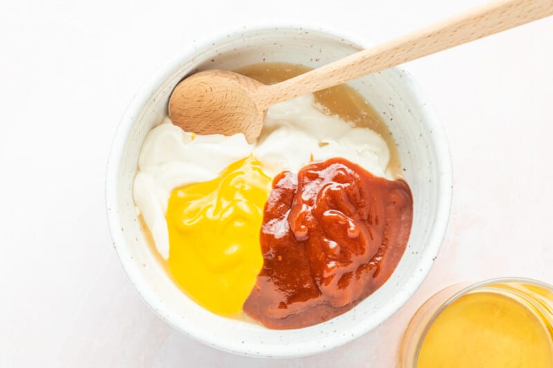 chick-fil-a sauce ingredients in a bowl before combining