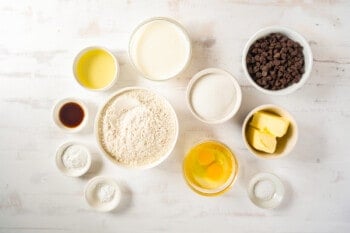 ingredients for chocolate chip muffins