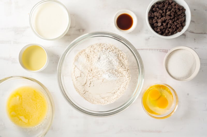 ingredients for chocolate chip muffins