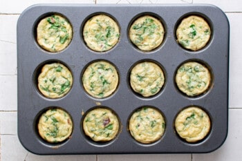 egg bites in a muffin pan after baking