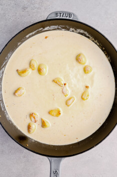 garlic cream sauce in a skillet