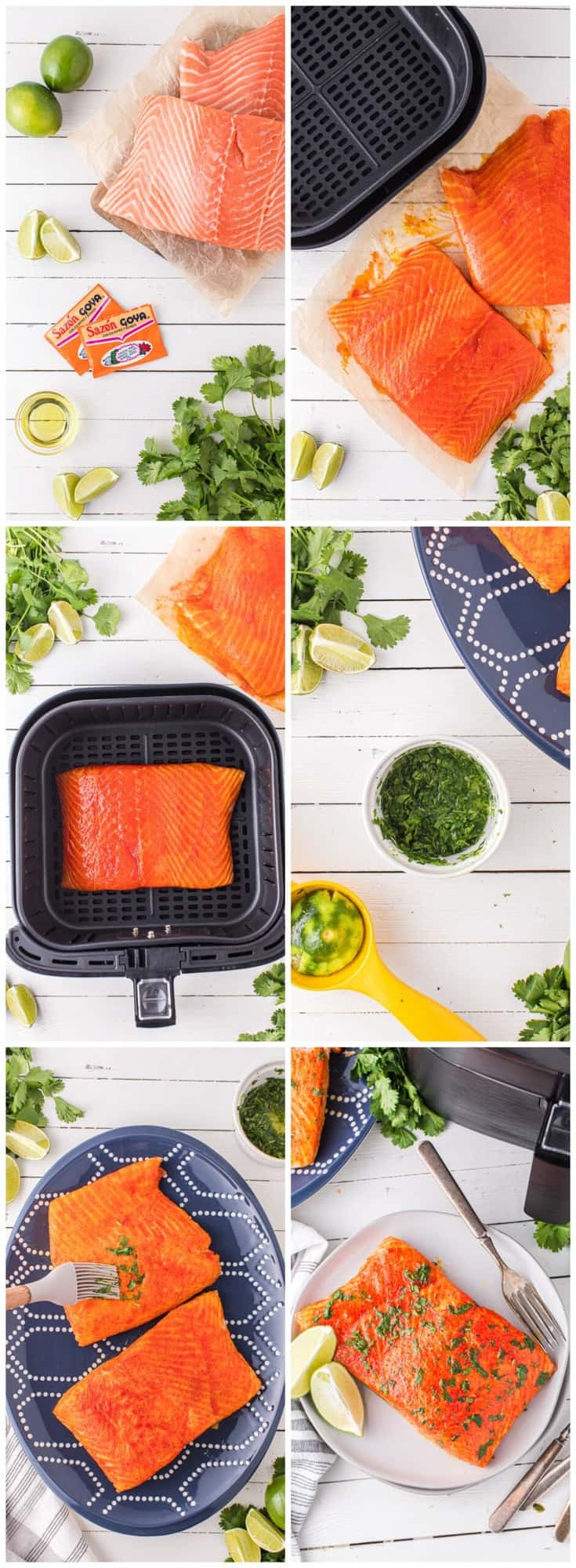 step by step photos for how to make air fryer cilantro lime salmon