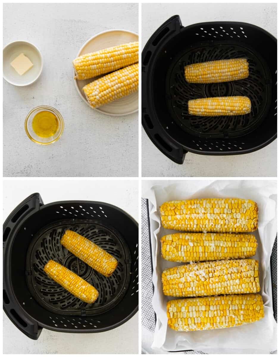step by step photos for how to make air fryer corn on the cob