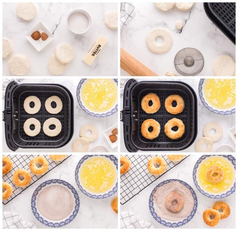 step by step photos for how to make air fryer donuts