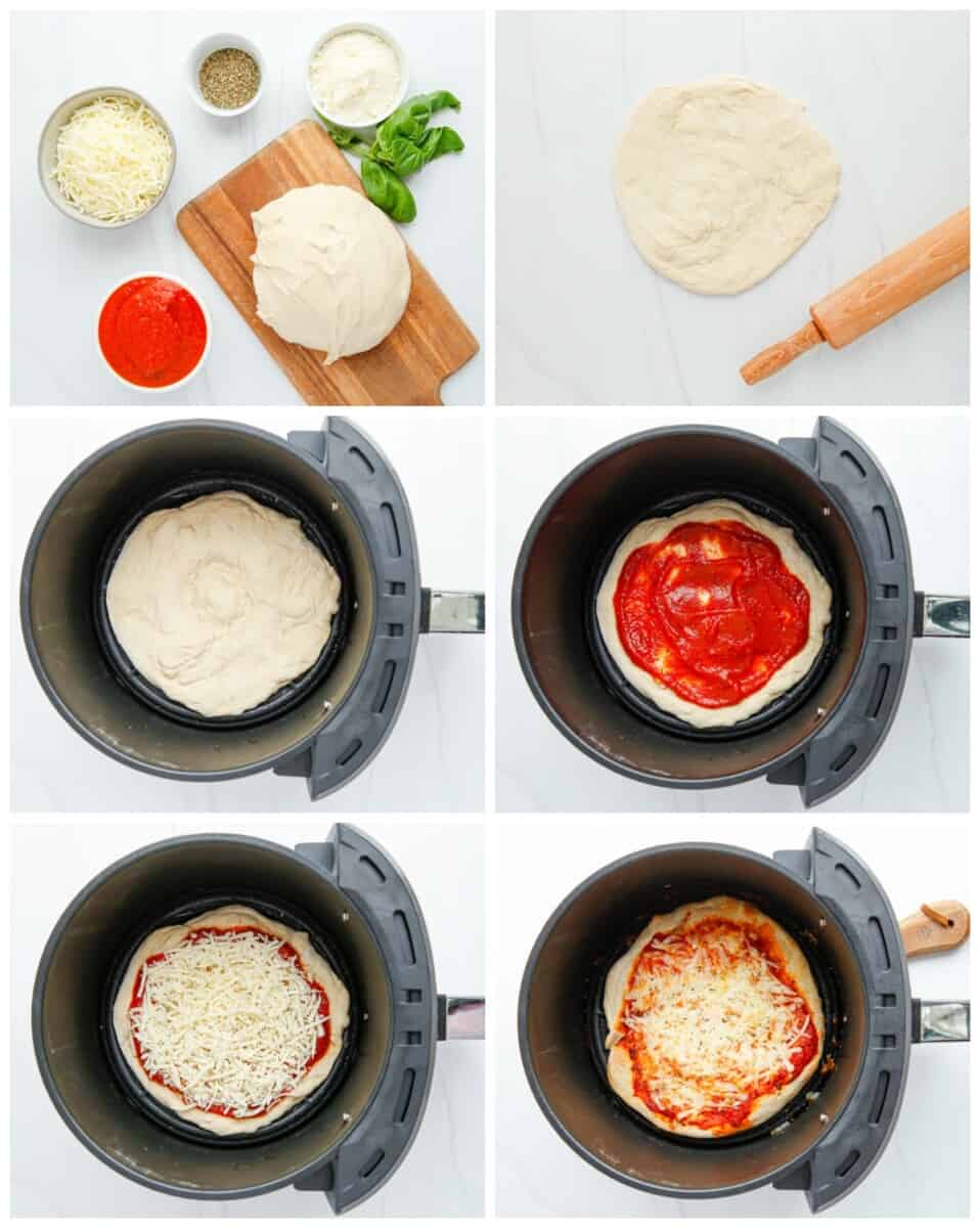 step by step photos for how to make air fryer pizza