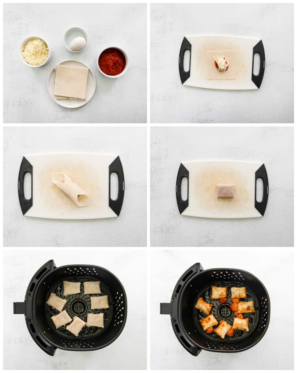 step by step photos for how to make air fryer pizza rolls