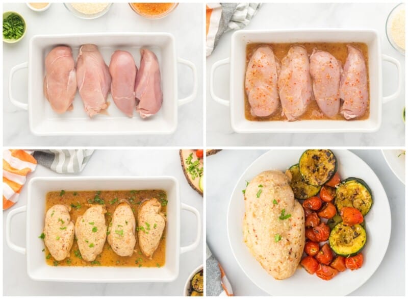step by step photos for how to make baked Italian chicken