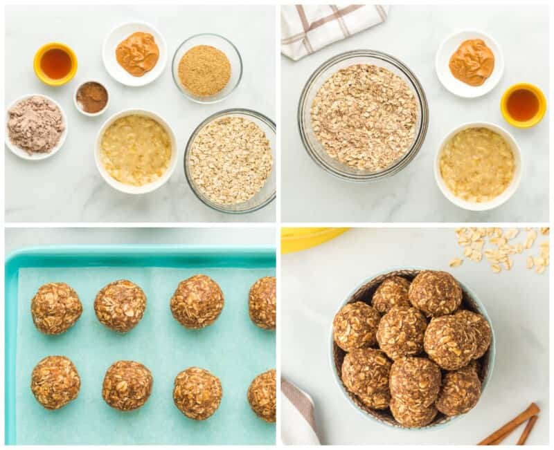 step by step photos for how to make banana bread protein balls