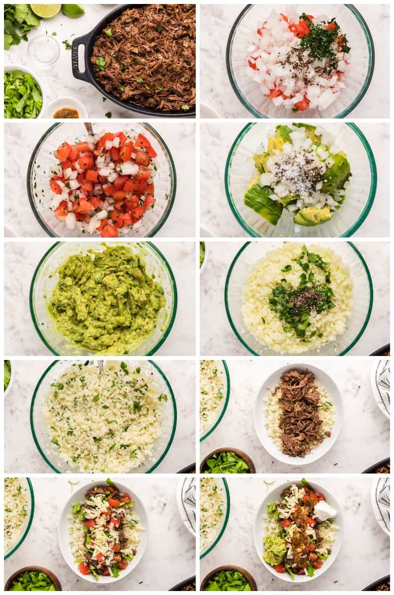 step by step photos for how to make barbacoa burrito bowls