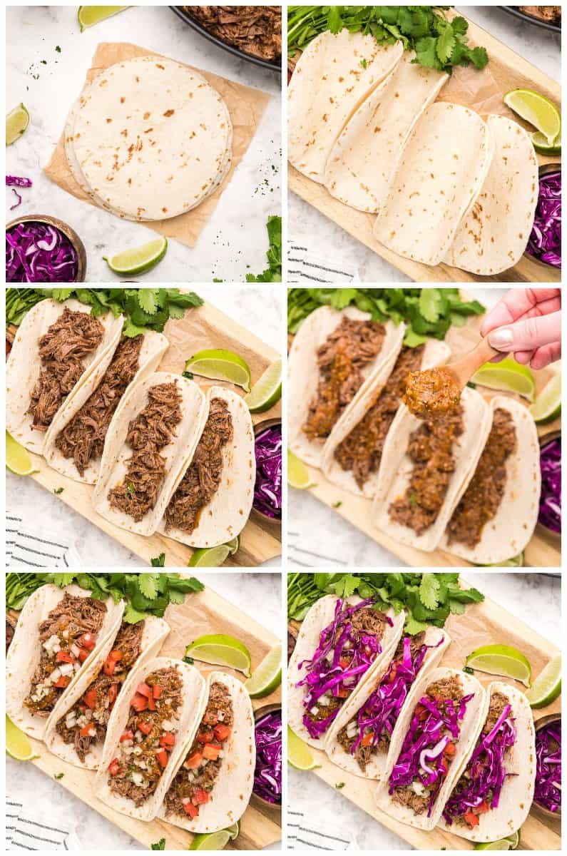 step by step photos for how to make barbacoa tacos