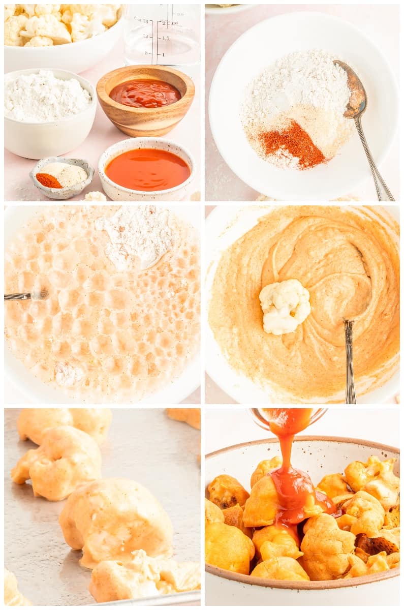 step by step photos for how to make buffalo cauliflower wings