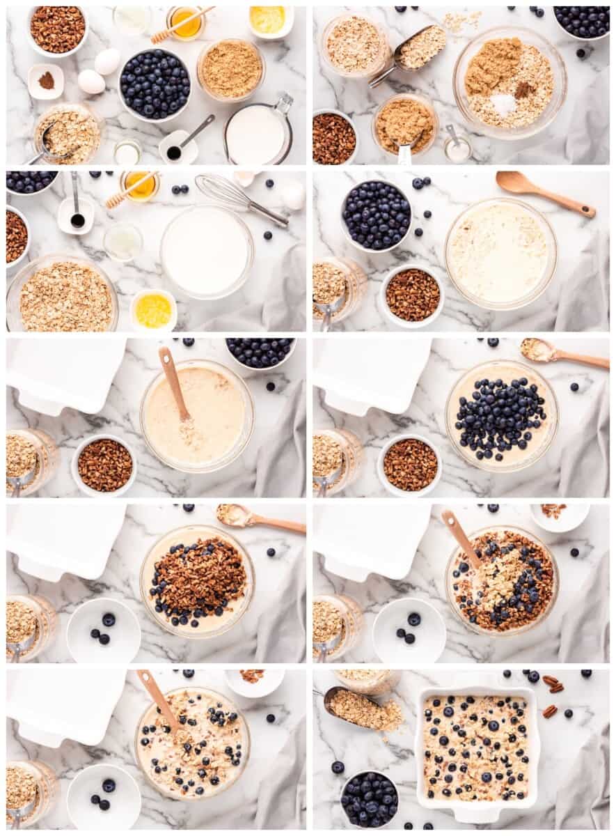step by step photos for how to make blueberry baked oatmeal