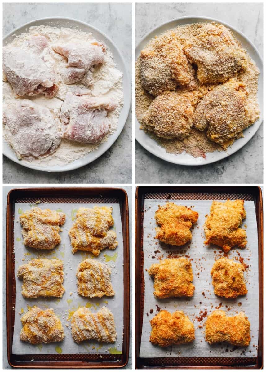 step by step photos for how to make breaded chicken thighs