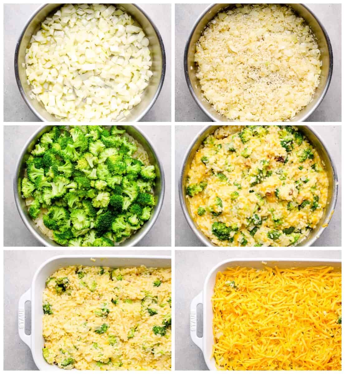 step by step photos for how to make broccoli rice casserole