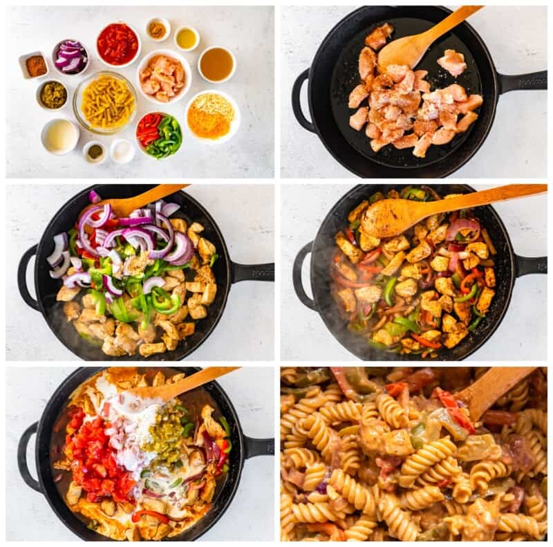 step by step photos for how to make chicken fajita pasta
