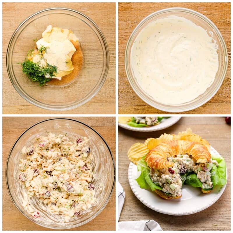 step by step photos for how to make chicken salad sandwiches
