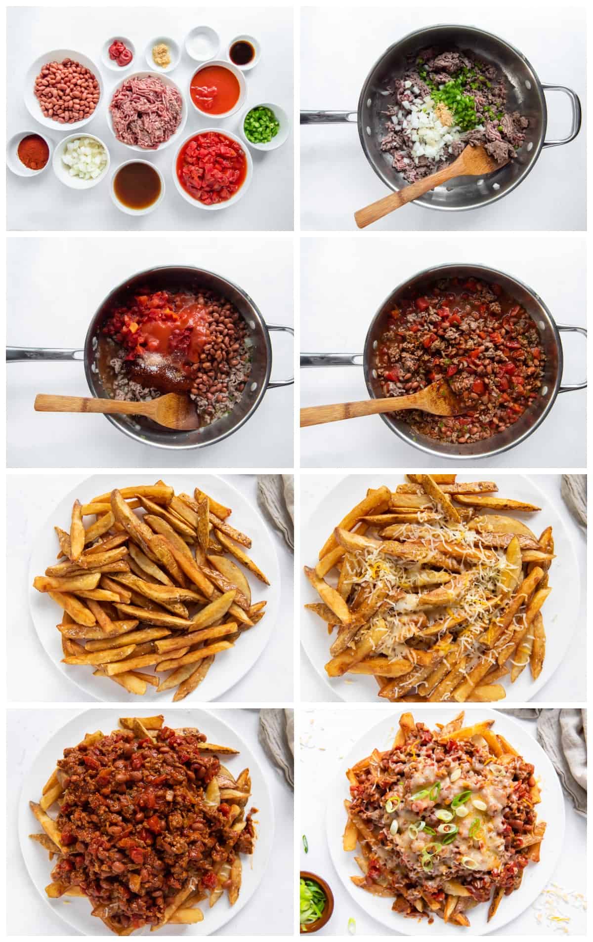 step by step photos for how to make chili cheese fries