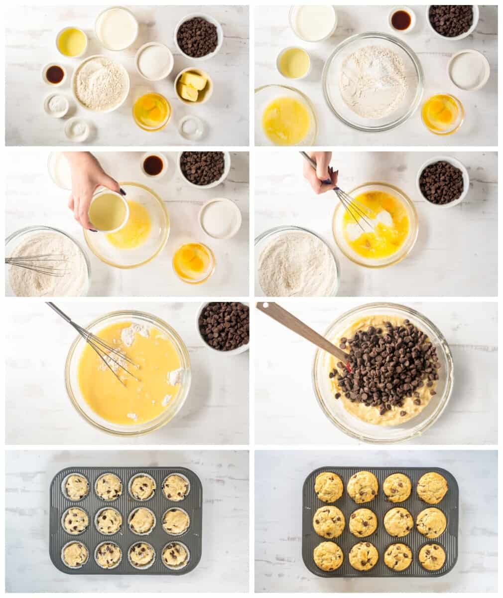 step by step photos for how to make chocolate chip muffins