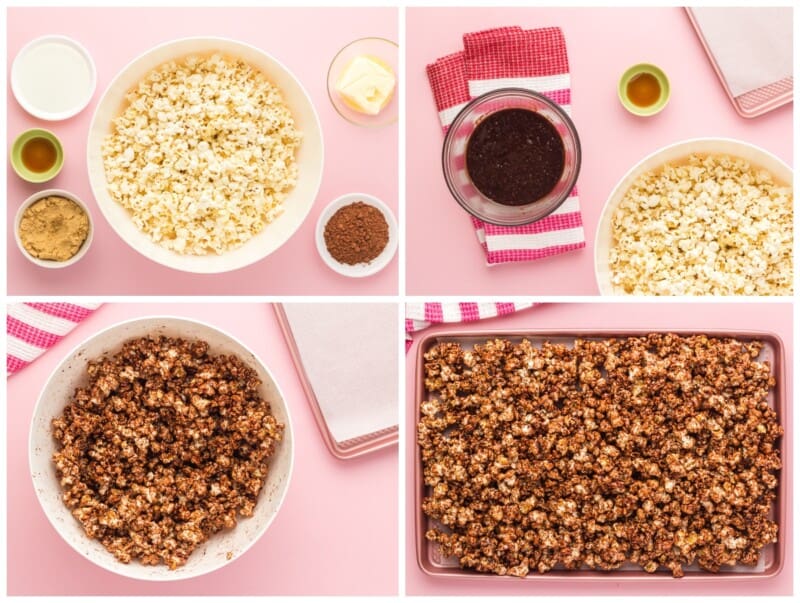 step by step photos for how to make chocolate popcorn