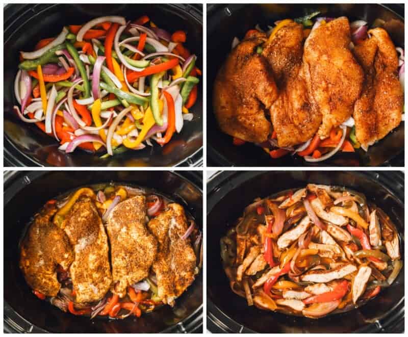 step by step photos for how to make crockpot chicken fajitas