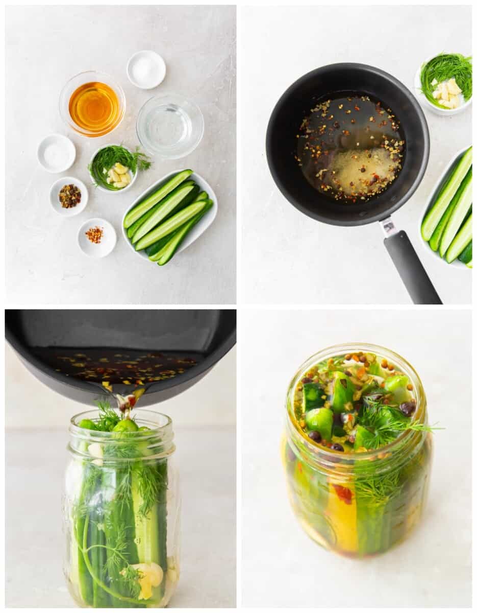 step by step photos for how to make refrigerator pickles