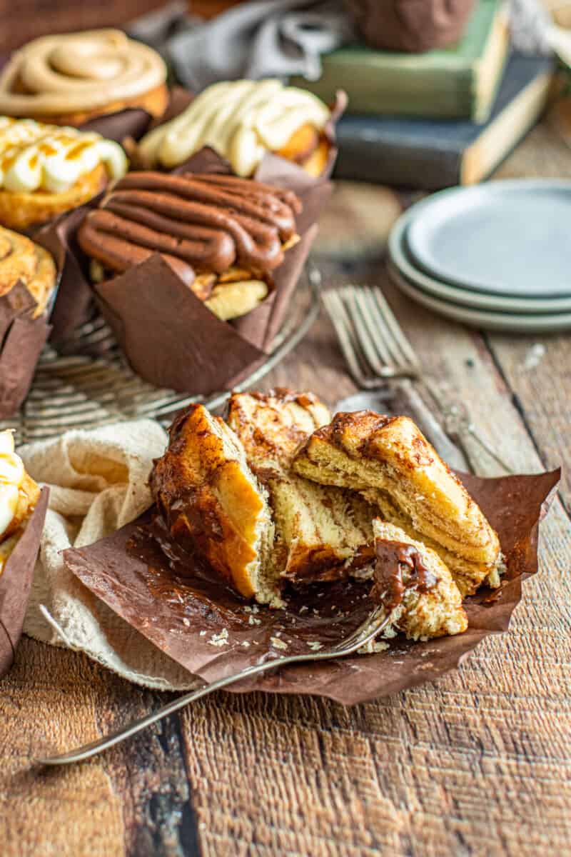 inside of bakery style cinnamon roll.