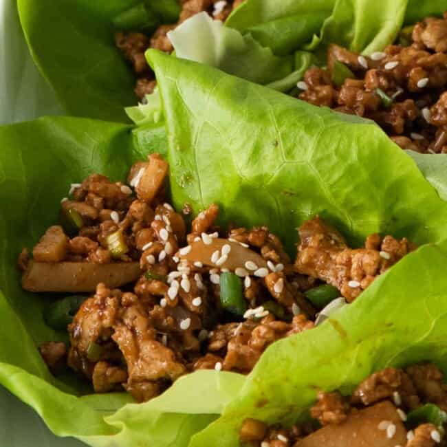 close up of pf changs lettuce wraps.