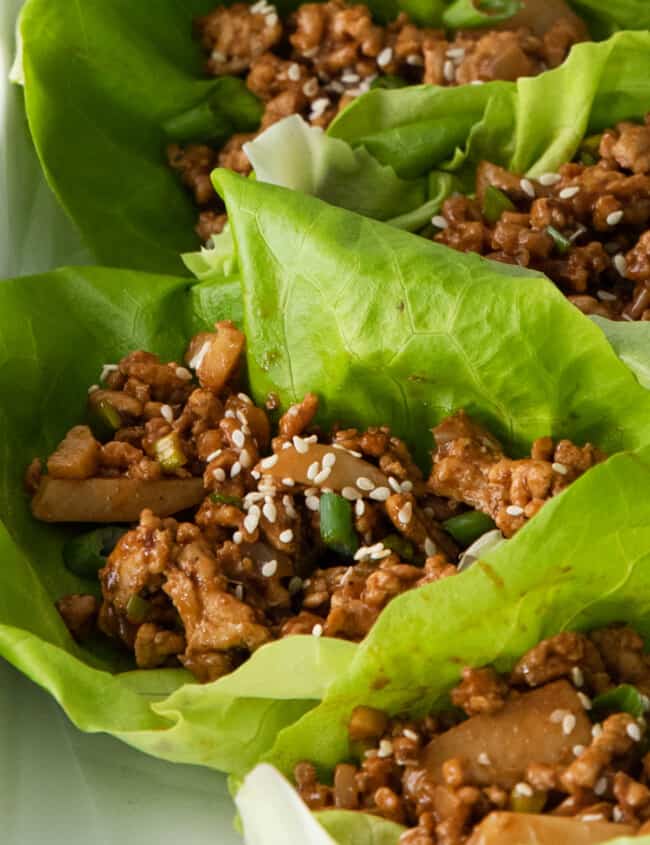 close up of pf changs lettuce wraps.