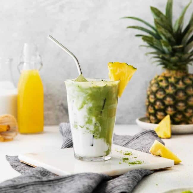 featured pineapple matcha drink.