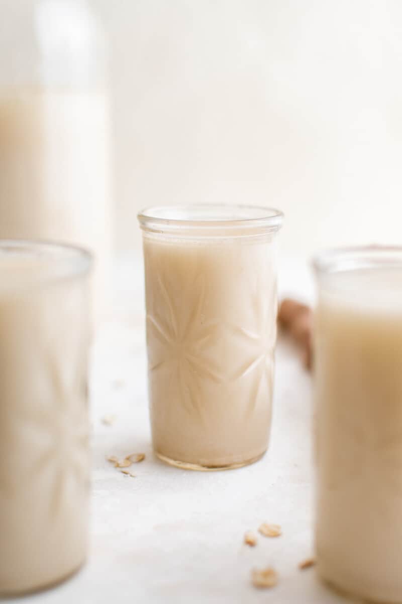 oat milk in glasses