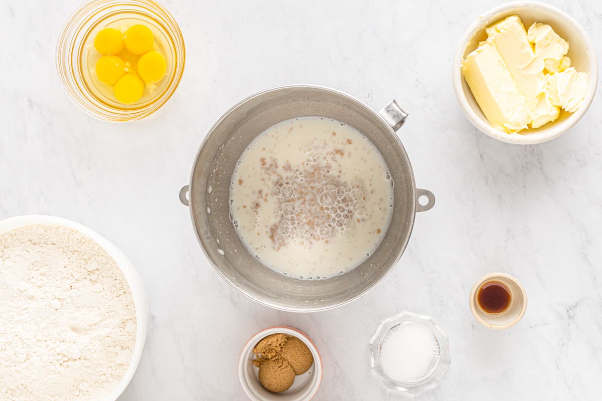 Yeast blooming in warm milk.