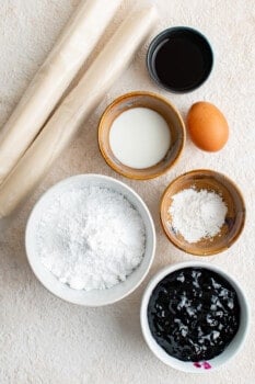 overhead view of ingredients for blueberry pop tarts.