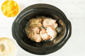 chicken thighs for crockpot chicken and rice in a crockpot.