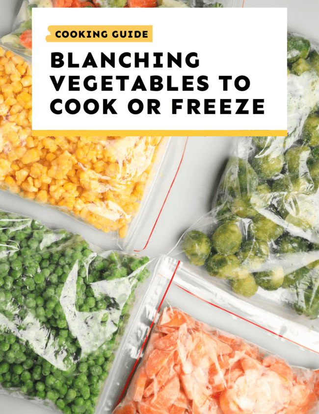 Blanching vegetables to cook or freeze.