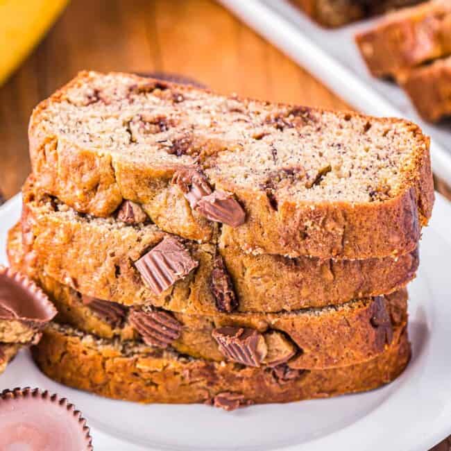 featured reeses peanut butter cup banana bread.