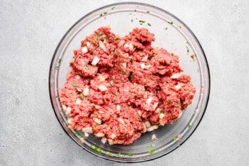 instant pot meatloaf mixture in a glass bowl.