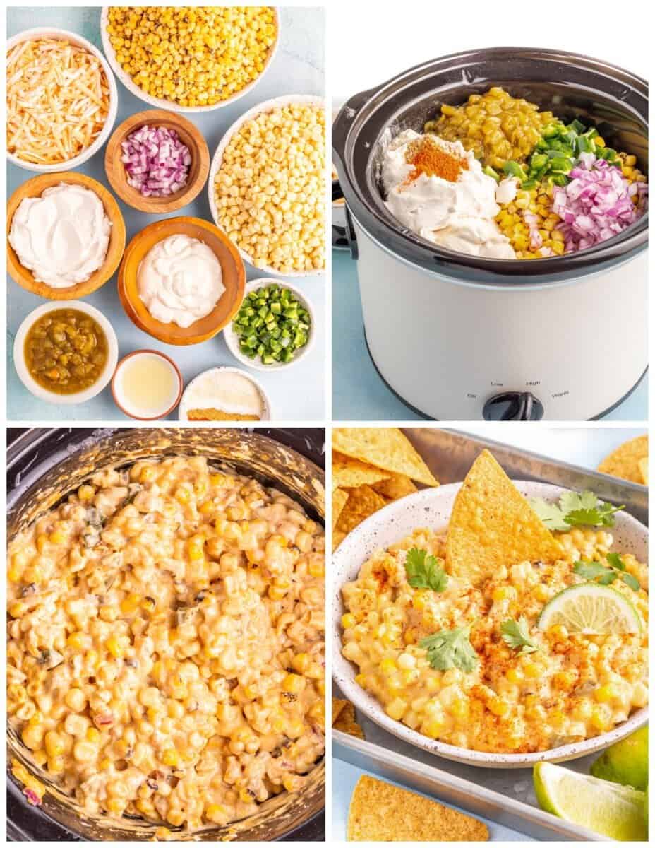 step by step photos for how to make crockpot corn dip.