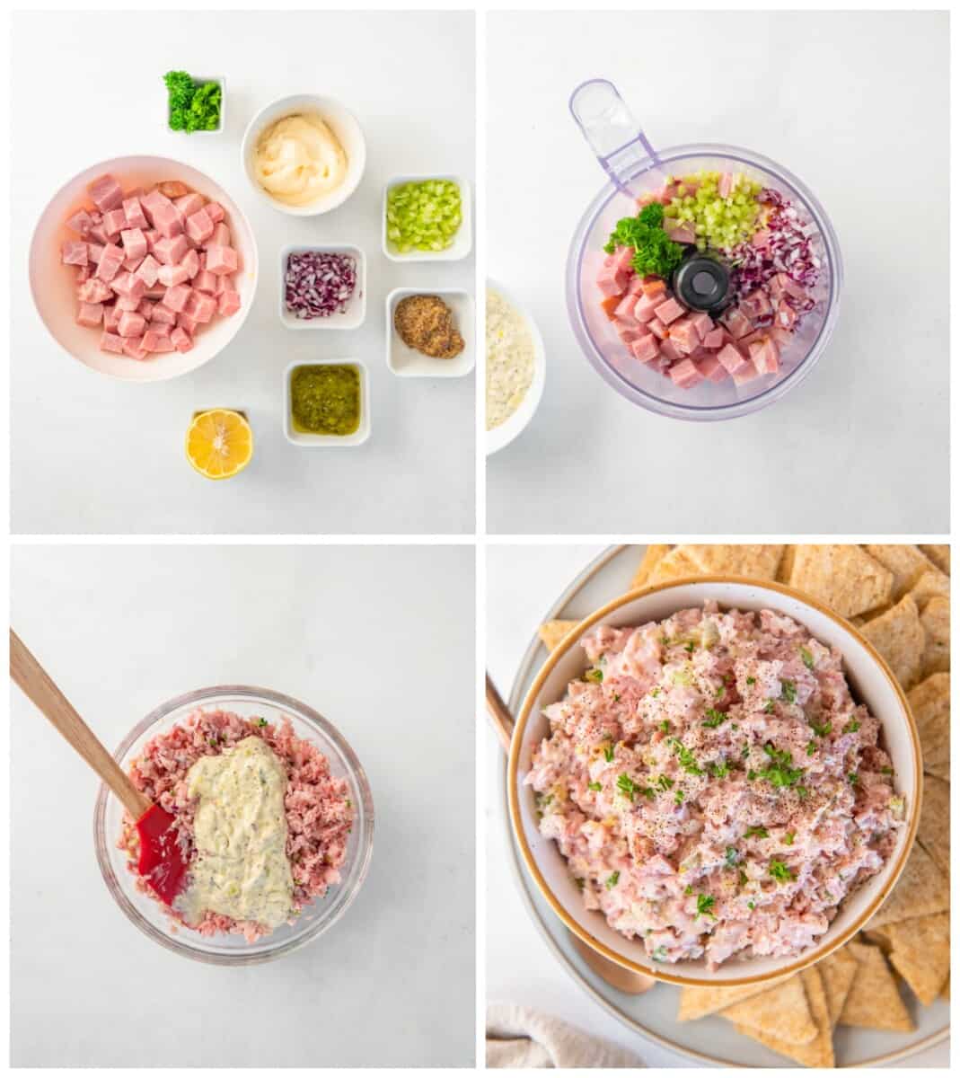 step by step photos for how to make ham salad.