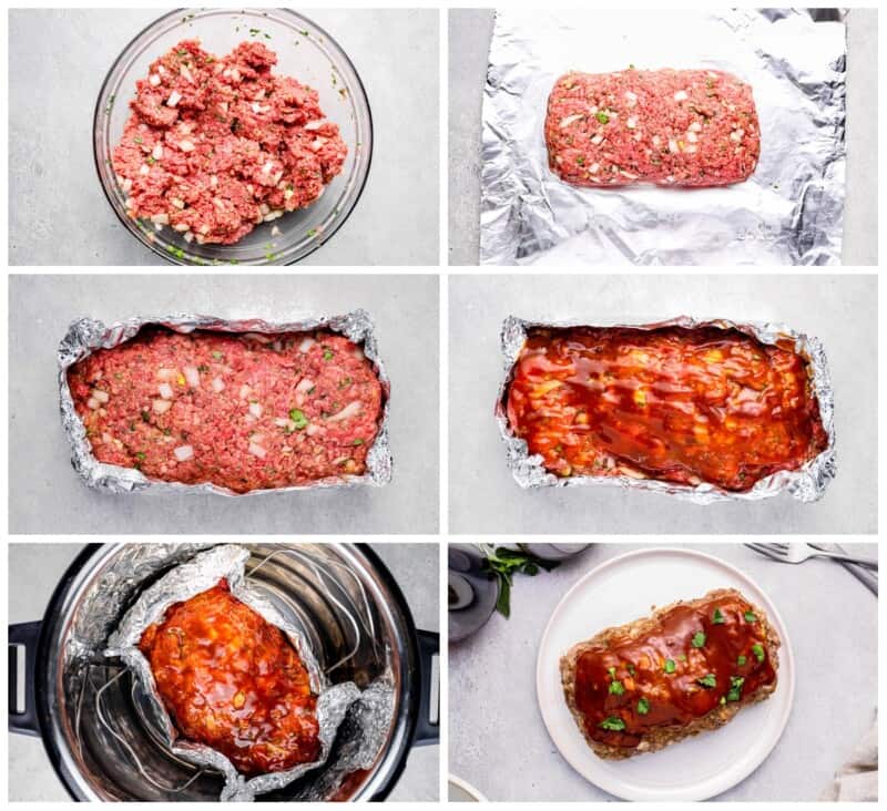 step by step photos for how to make instant pot meatloaf.