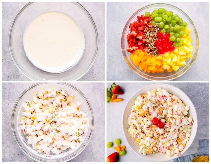 step by step photos for how to make marshmallow salad.