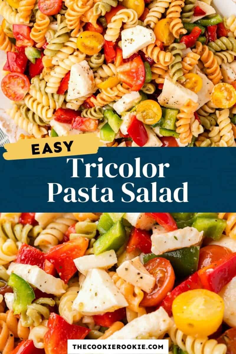 pinterest de salada de macarrão tricolor.