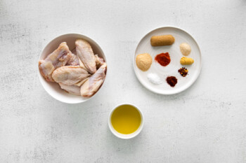 overhead view of ingredients for dry rub chicken wings.